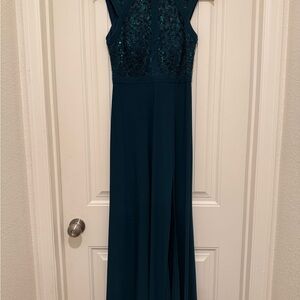 Teal Maxi Evening Gown
